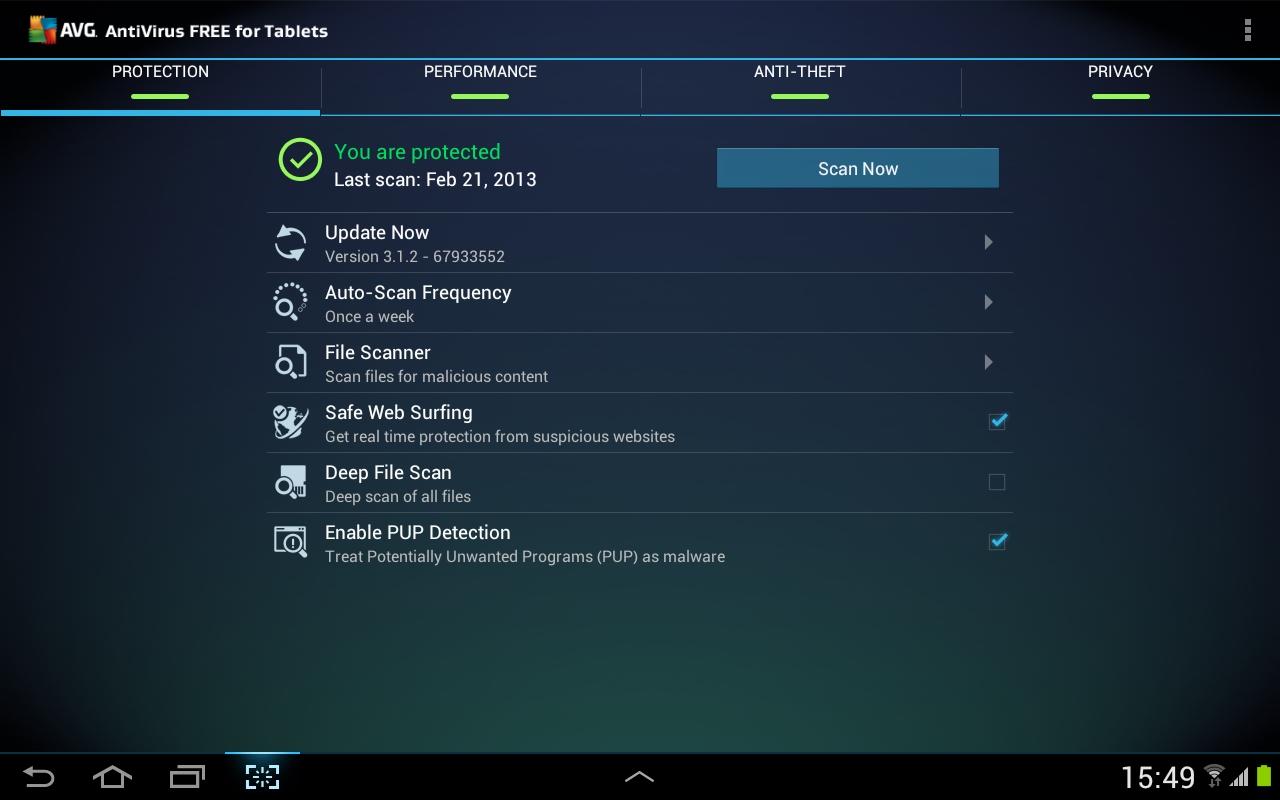 AVG Tablet Anti-Virus Free для Android